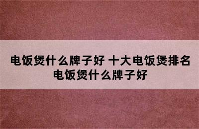 电饭煲什么牌子好 十大电饭煲排名电饭煲什么牌子好